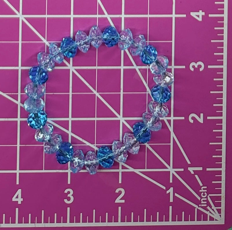 Vintage Faceted Blue Topaz & Clear Crystal Elastic Stretch Bracelet