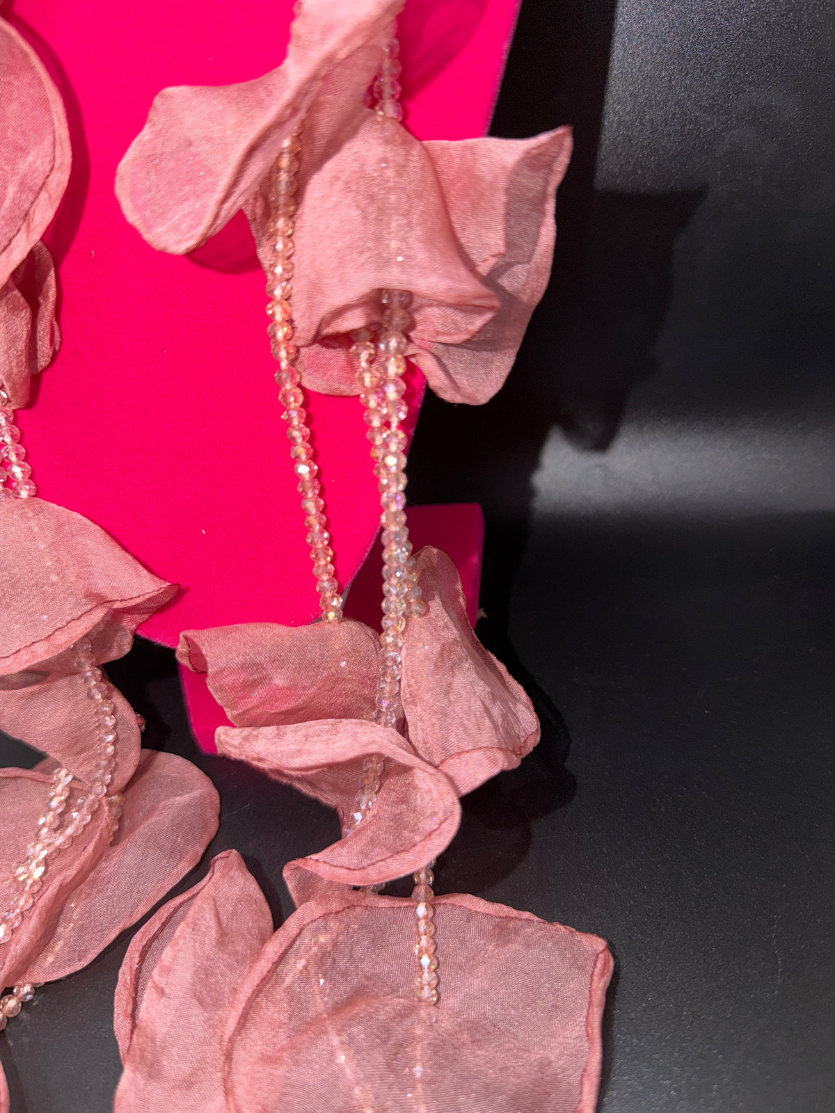 Vintage Chiffon Petal & Beaded Fashion Necklace