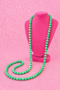 Vintage Long Strand of Polished Green Jadeite Bead Necklace