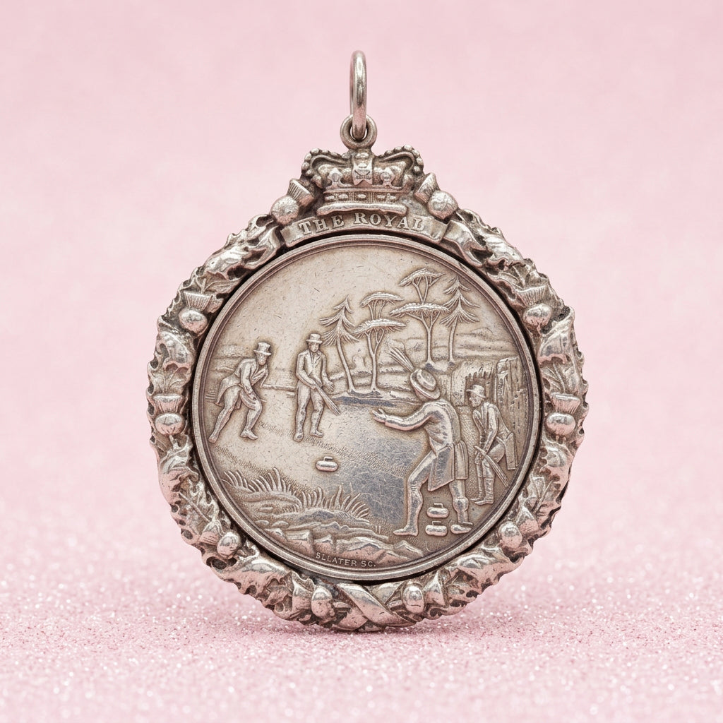 Antique Victorian Scottish Sterling Silver Royal Caledonian Curling Medal