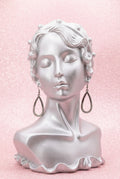 2000's Silver-Tone Teardrop Dangle Earrings w/ Rhinestone Accents