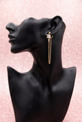 2000s Gold-Tone Chain Link Earrings w/ Baguette & Round Cut Stones