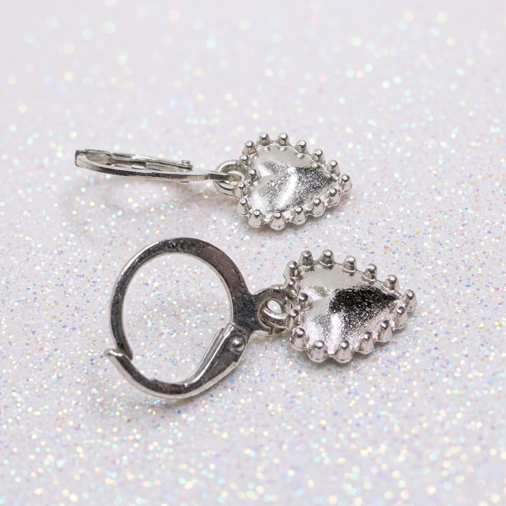 2000s Silver-tone Heart Shaped Leverback Earring