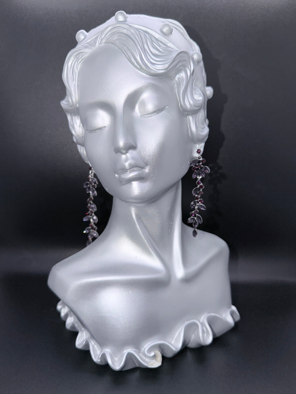 2000s Vintage Purple & Red Marquise Chandelier Dangle Earrings