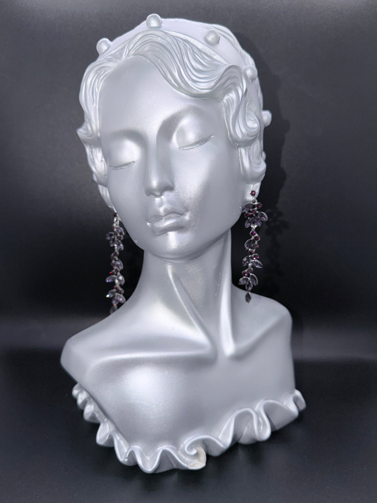 2000s Vintage Purple & Red Marquise Chandelier Dangle Earrings