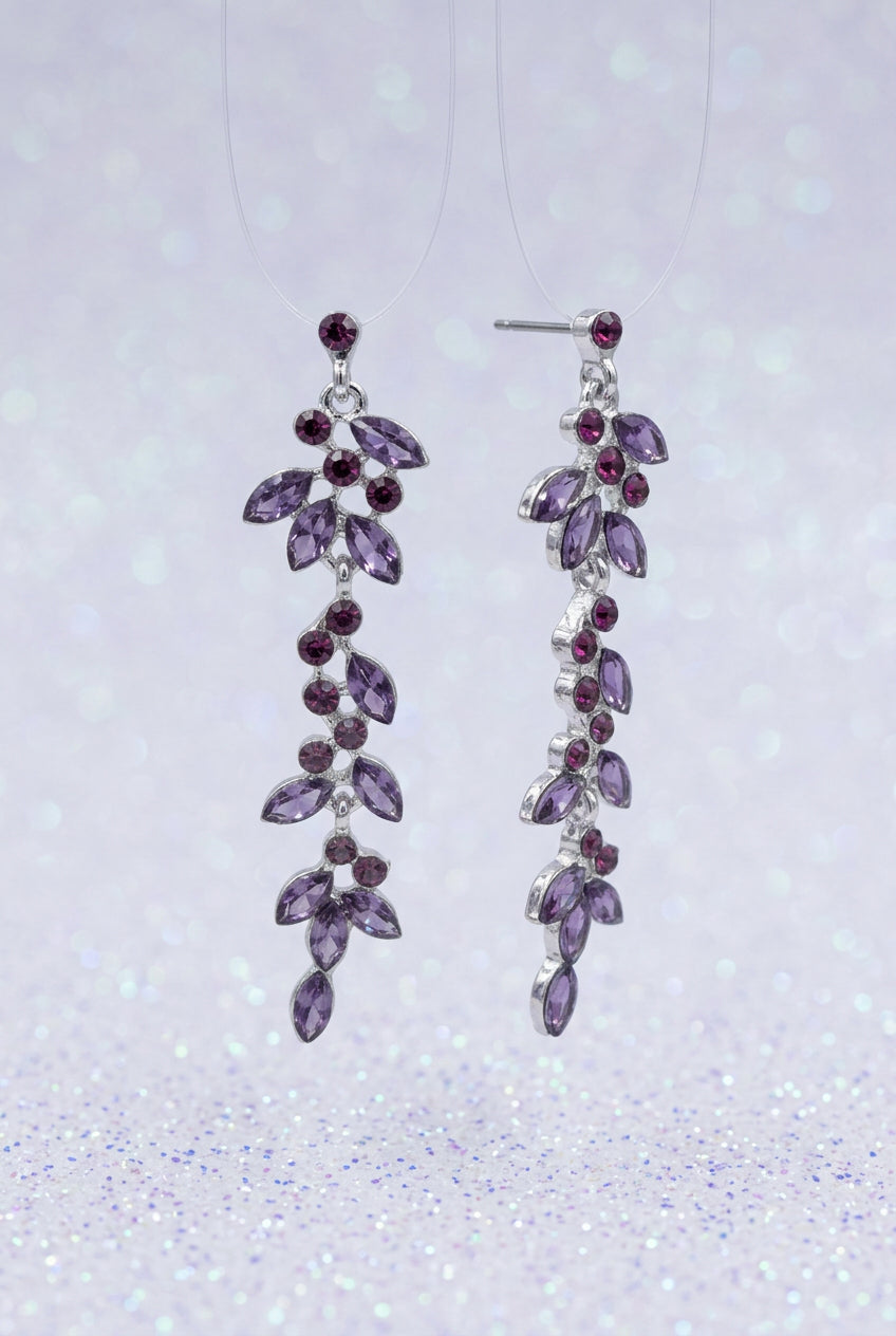 2000s Vintage Purple & Red Marquise Chandelier Dangle Earrings