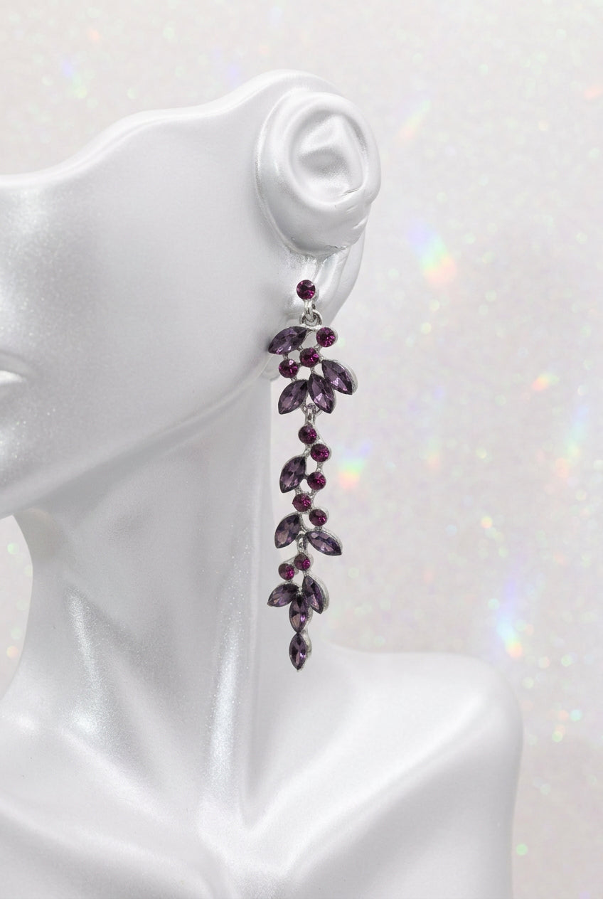 2000s Vintage Purple & Red Marquise Chandelier Dangle Earrings