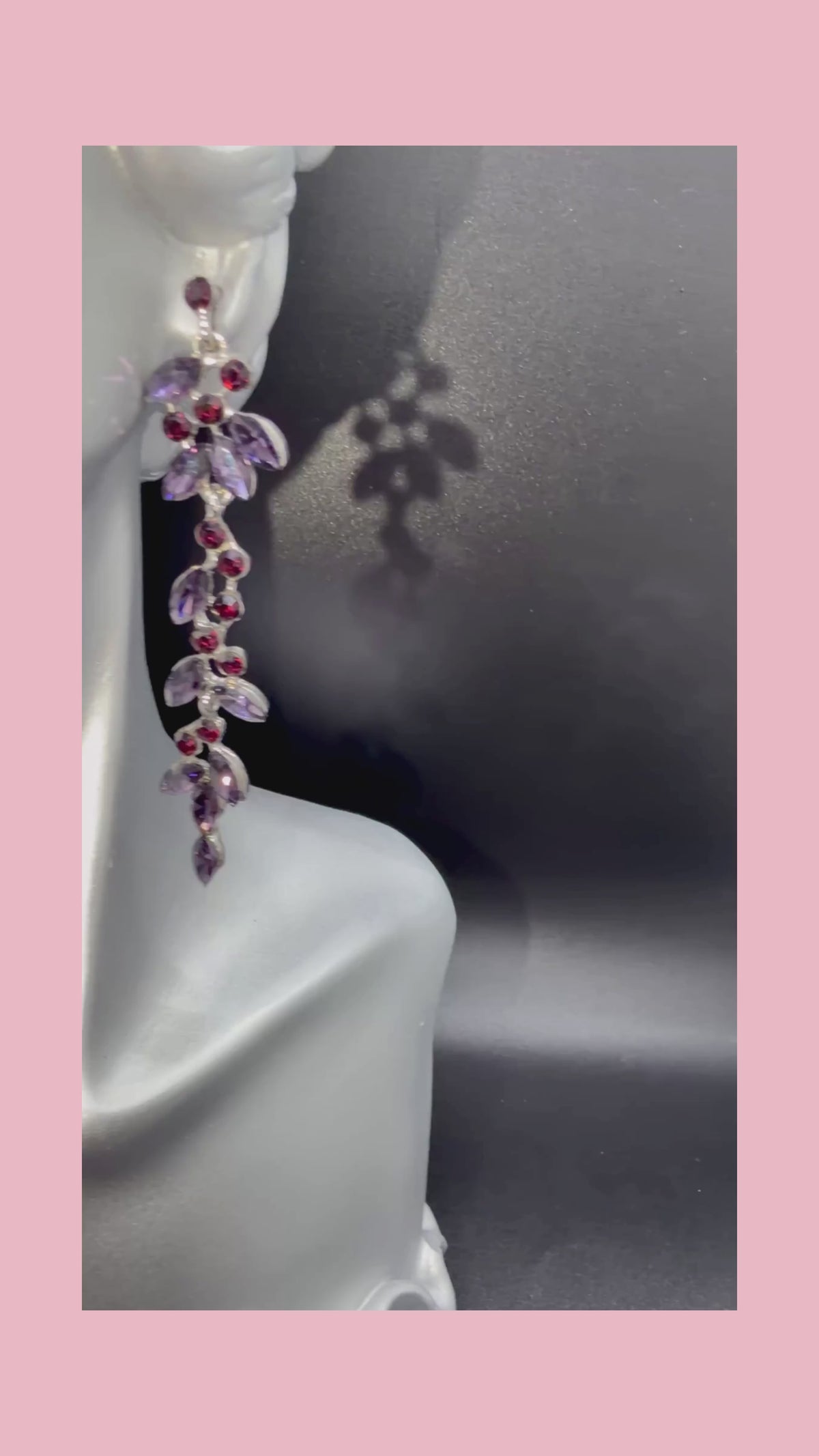 2000s Vintage Purple & Red Marquise Chandelier Dangle Earrings