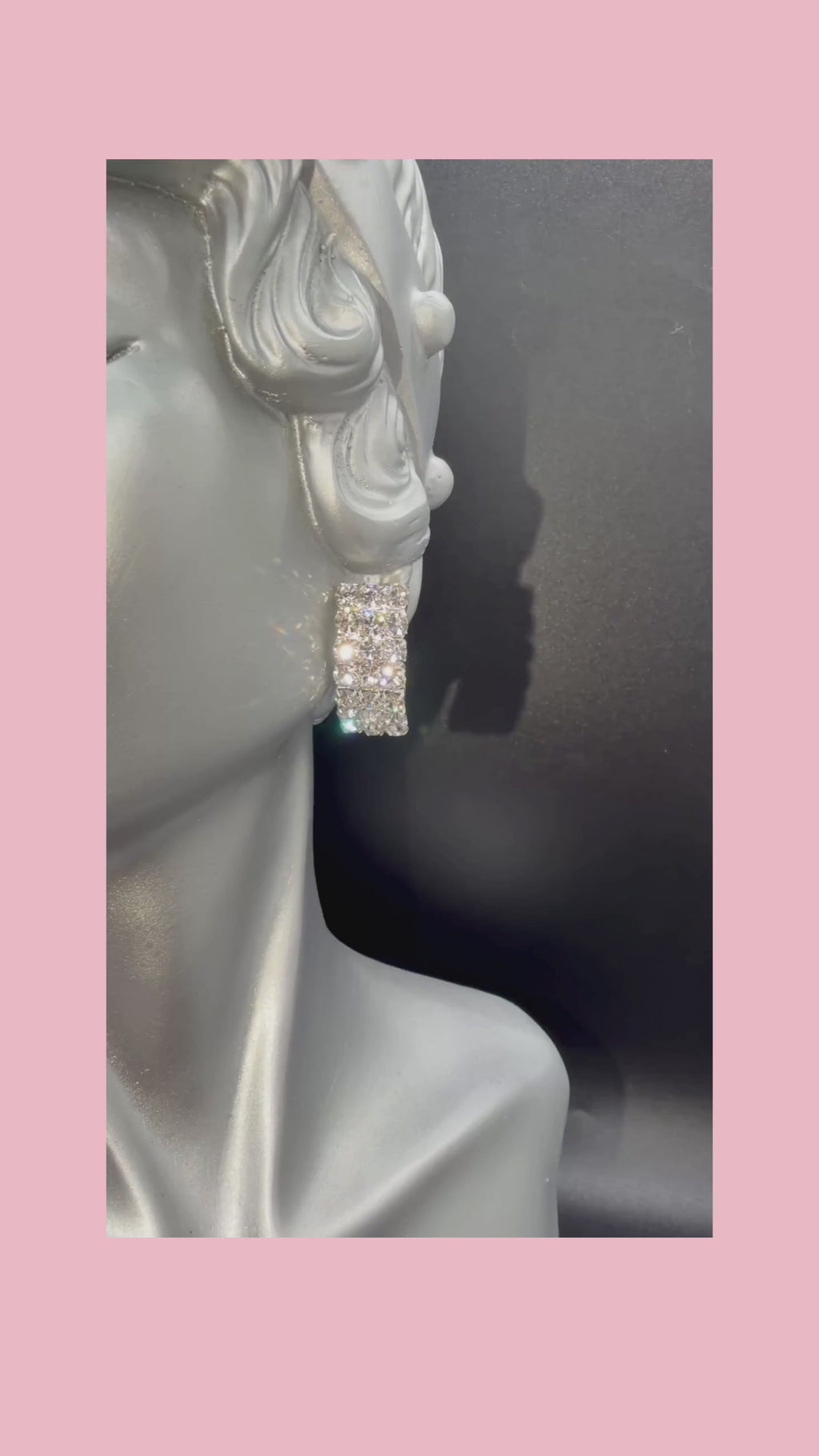 2000's Vintage Crystal Embellished C-Shape Curved Hoop Earring