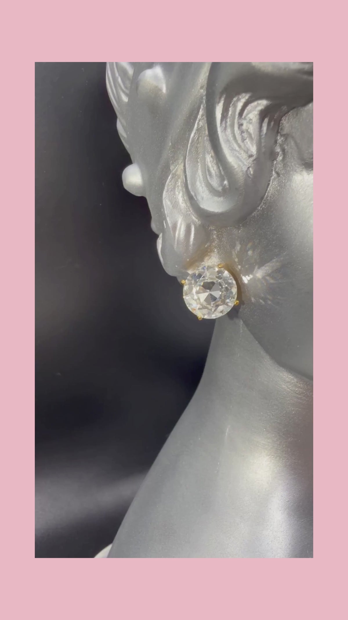 2000s Round Solitaire Stud Earrings w/ Gold-tone Prong and 925 Earring Back
